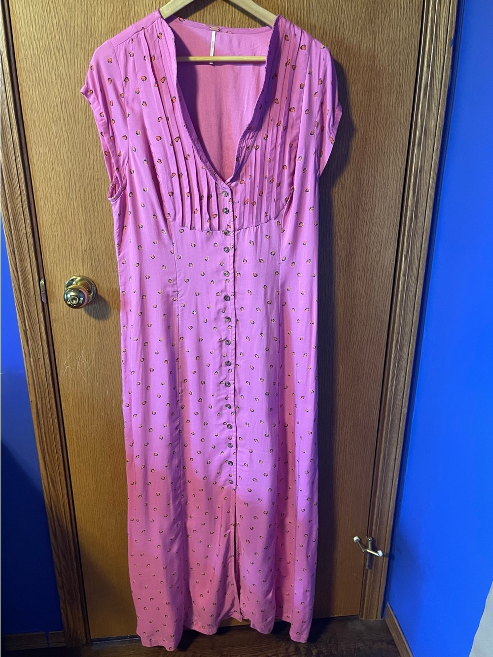 Free People Pink Maxi Dress with Subtle Printed Motif